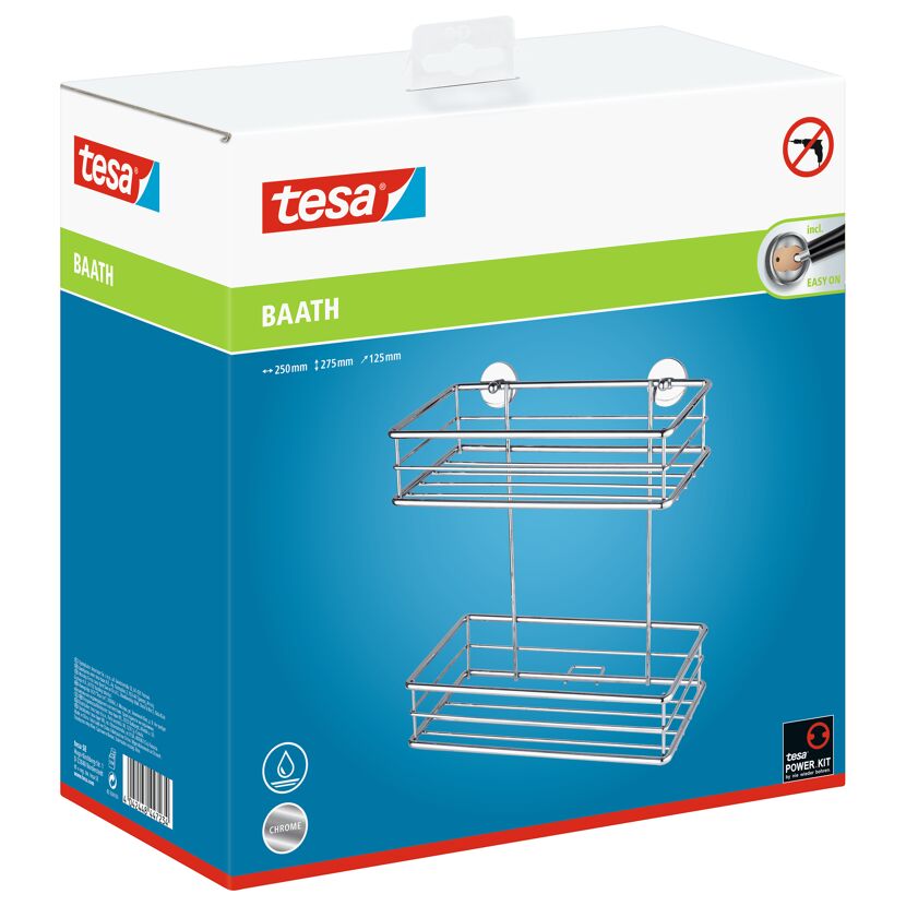 Tesa Baath Ablagekorb, 2-stöckig, verchromt