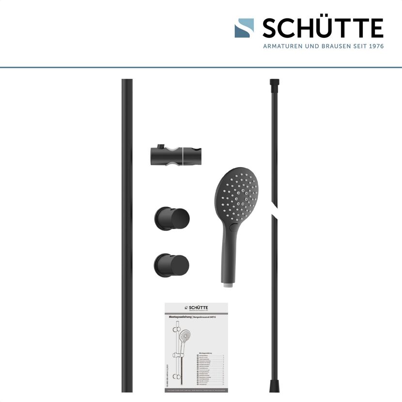 Duchschbrause-Set 'Raven' schwarz matt