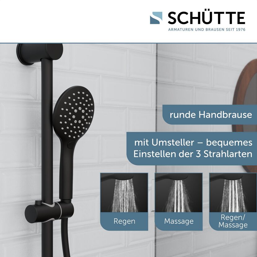 Duchschbrause-Set 'Raven' schwarz matt