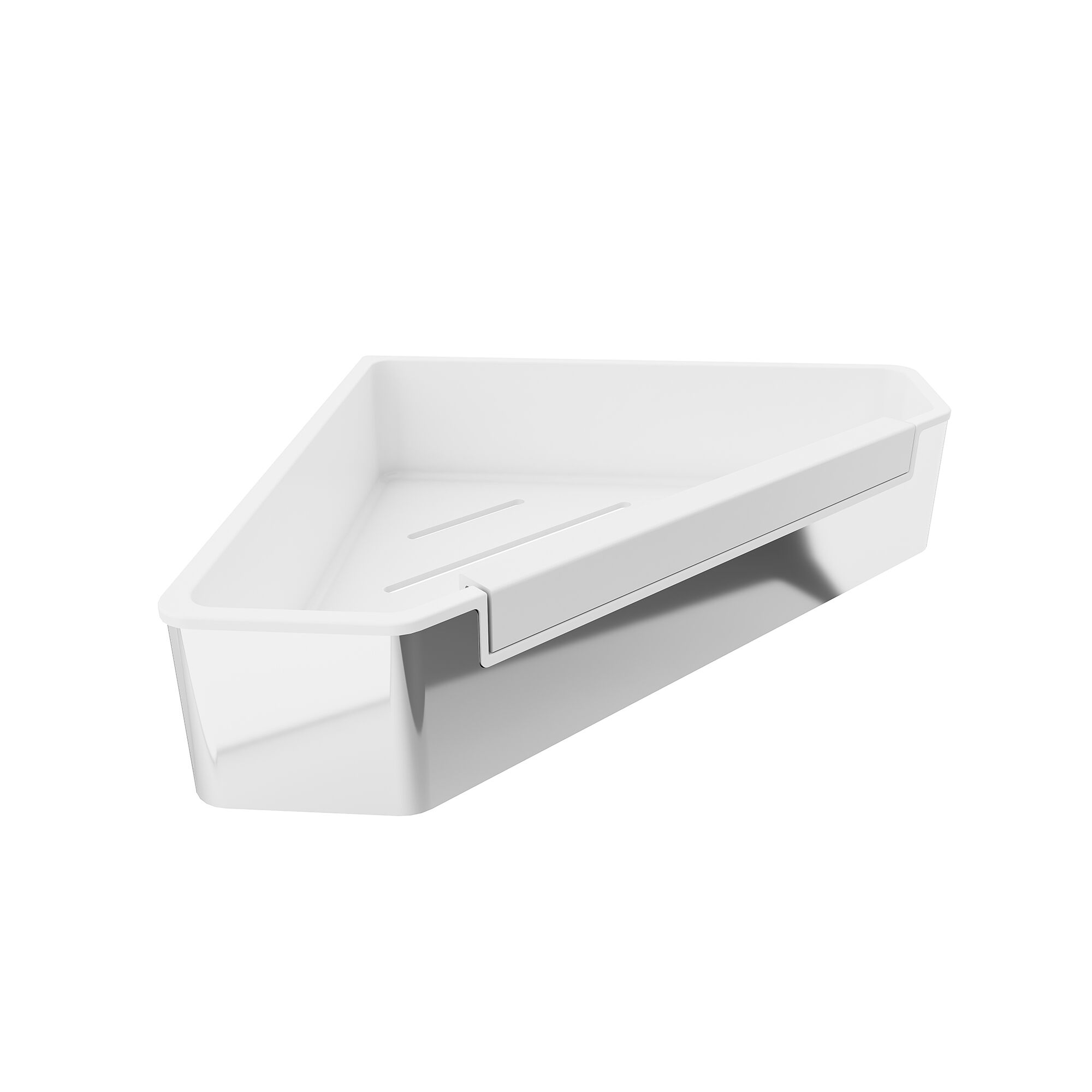 Weißer Duschkorb dreieckig