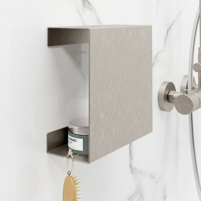 Duschablage L mit Tiegel und Bürste