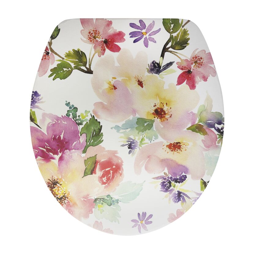 WC-Sitz mit buntem Blumenmuster