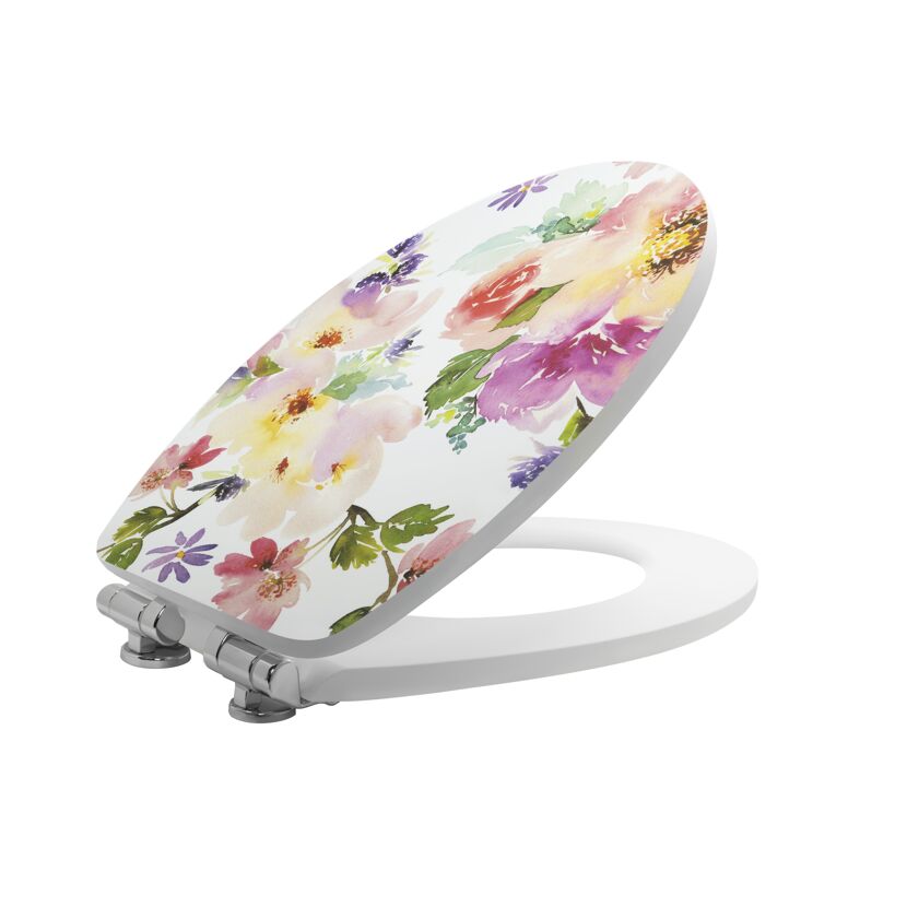 WC-Sitz mit buntem Blumenmuster