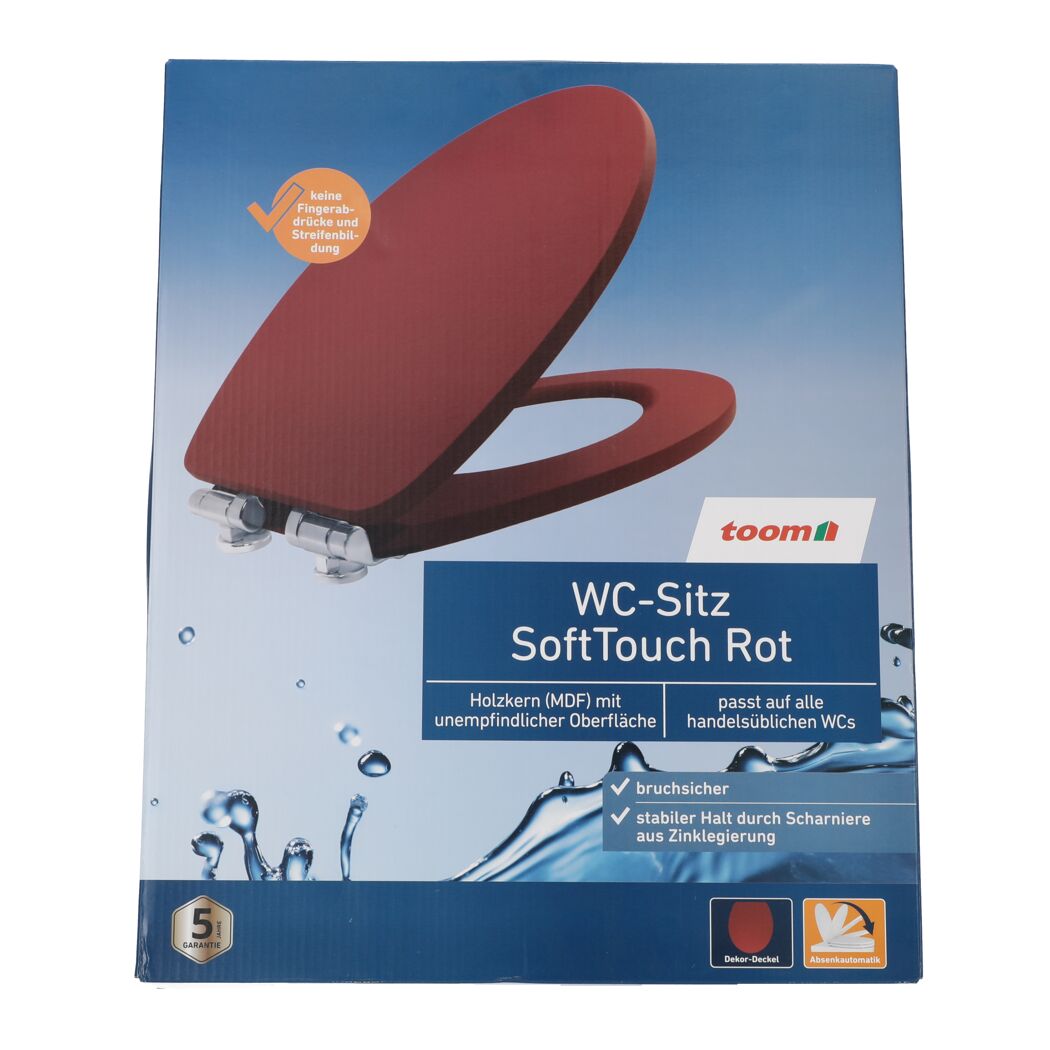 WC-Sitz Soft Touch, rot, in Verpackung