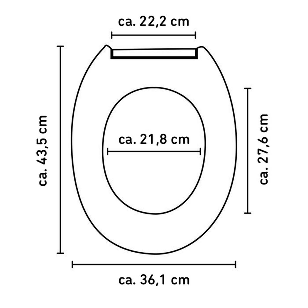 WC-Sitz mit Maßen