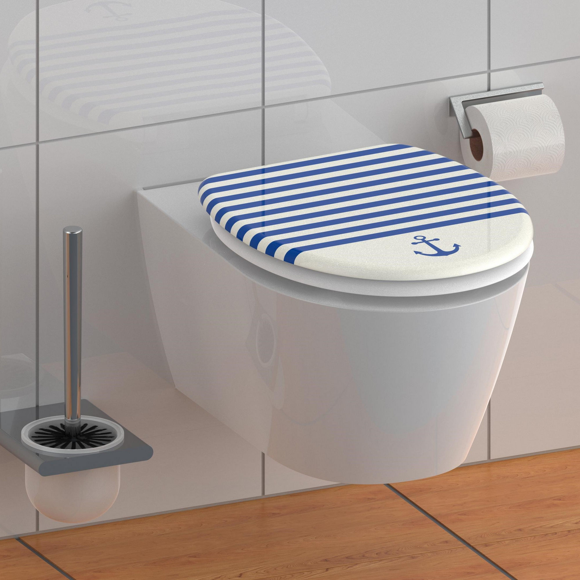 WC-Sitz 'North Sea' mit Absenkautomatik weiß/blau 37,5 x 45 cm + product picture