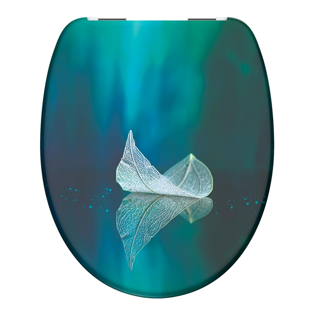 Bild von WC-Sitz 'Fallen Leaf' mit Absenkautomatik blau/grün 37,5 x 45 cm