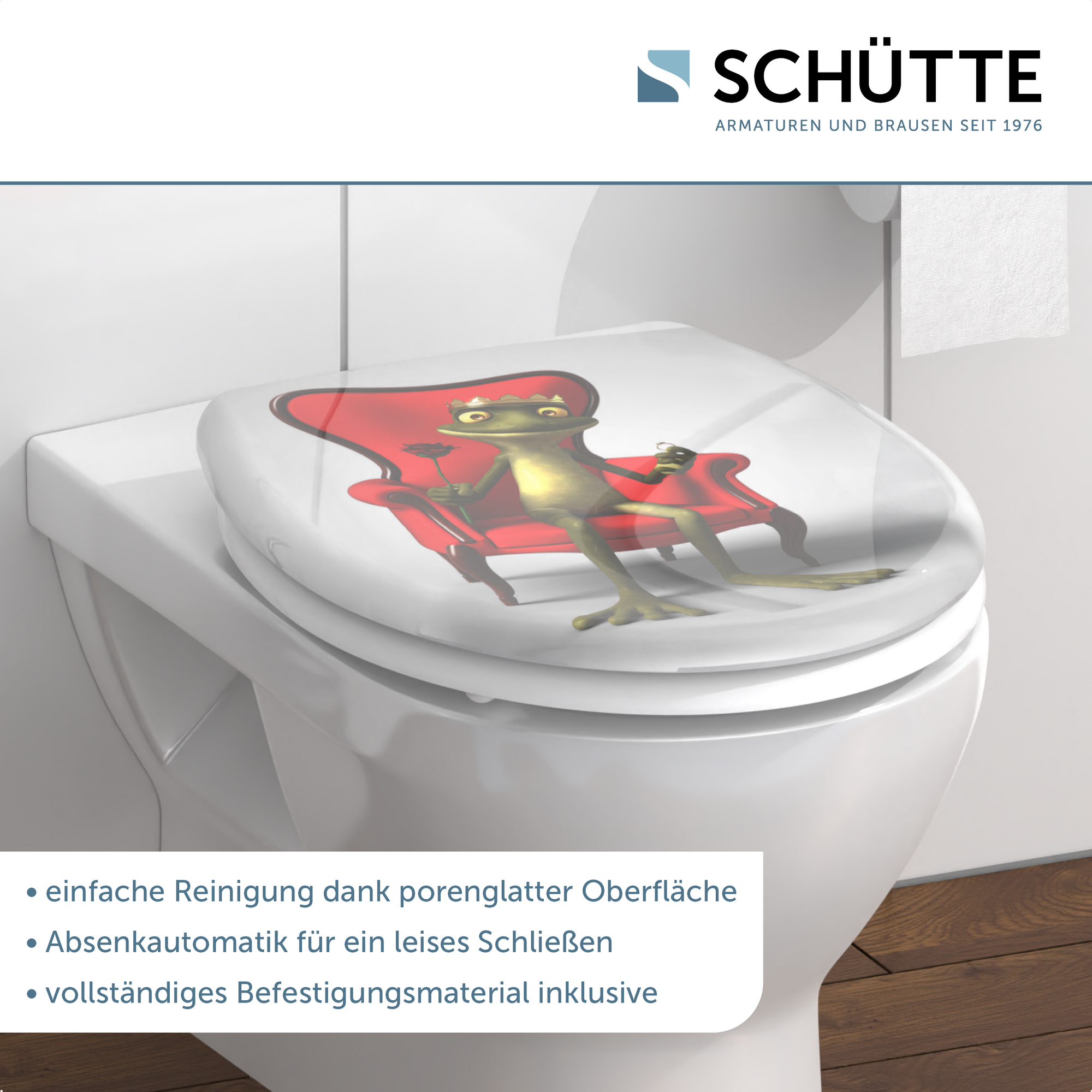 WC-Sitz 'Frog King' mit Absenkautomatik weiß/rot/grün 37,5 x 45 cm