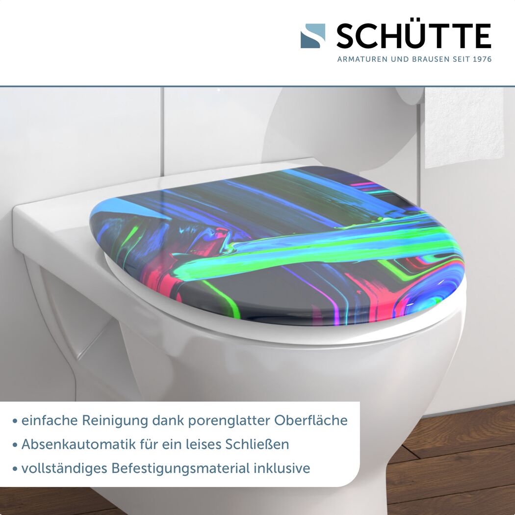 WC-Sitz 'Neon Paint' mit Absenkautomatik Duroplast