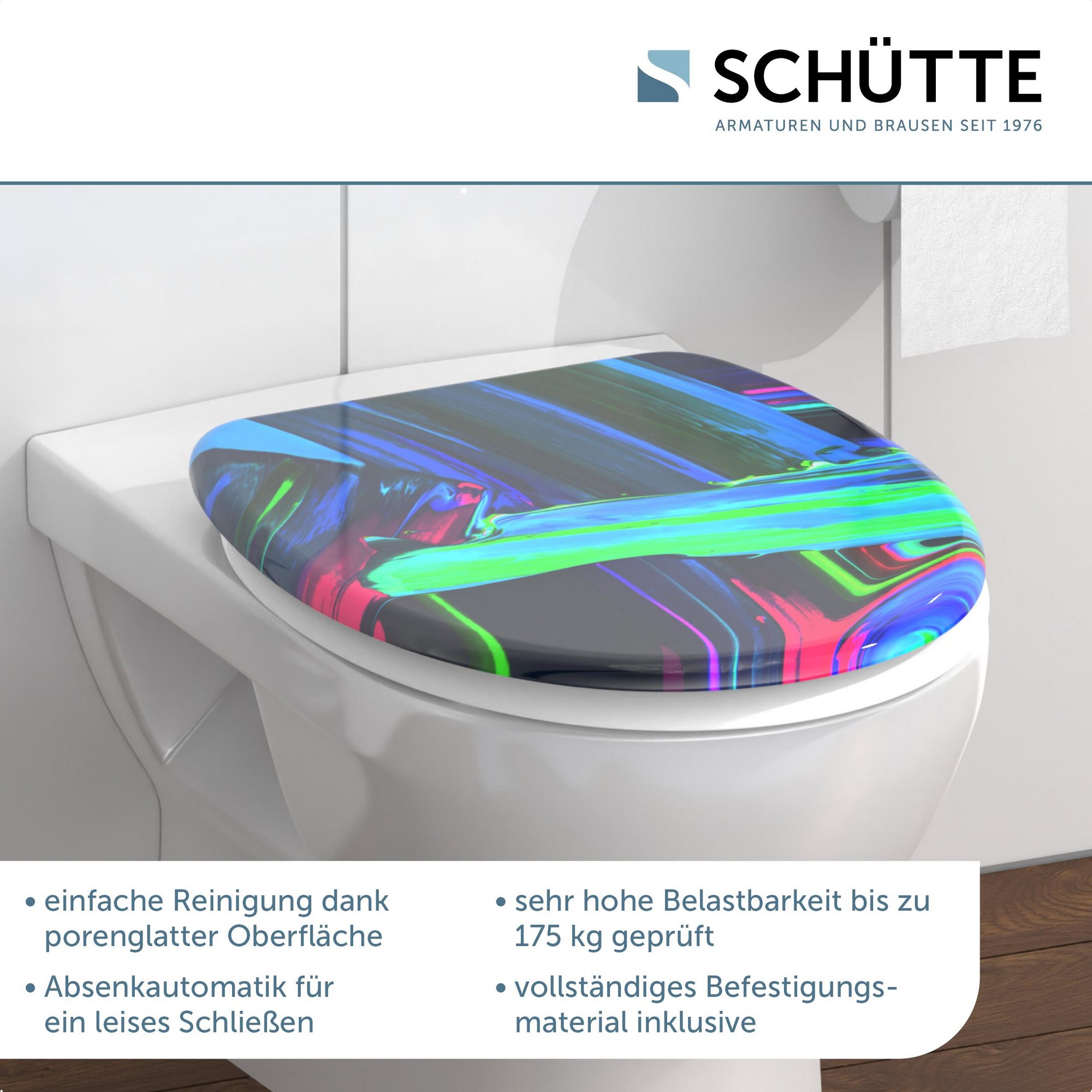 WC-Sitz 'Neon Paint' mit Absenkautomatik bunt 37,5 x 45 cm + product picture