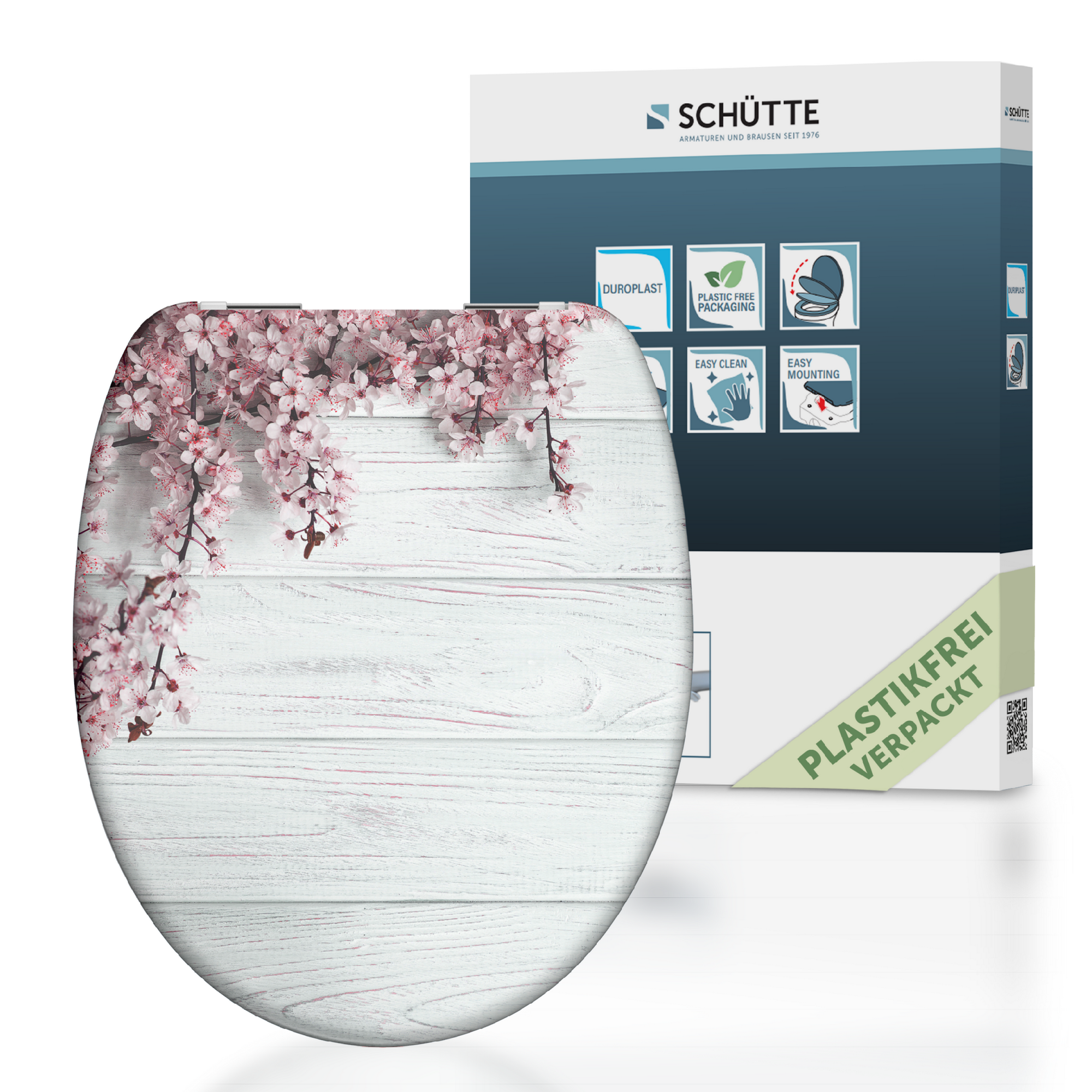 WC-Sitz 'Flowers and Wood' mit Absenkautomatik Duroplast