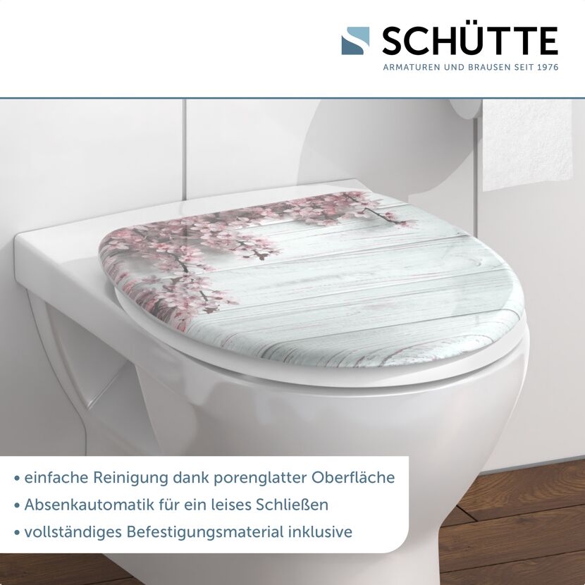 WC-Sitz 'Flowers and Wood' mit Absenkautomatik Duroplast