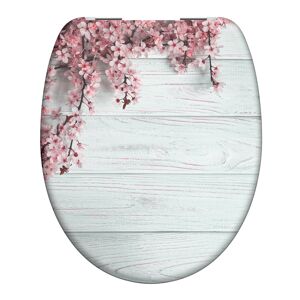 WC-Sitz 'Flowers and Wood' mit Absenkautomatik weiß/rosa 37,5 x 45 cm
