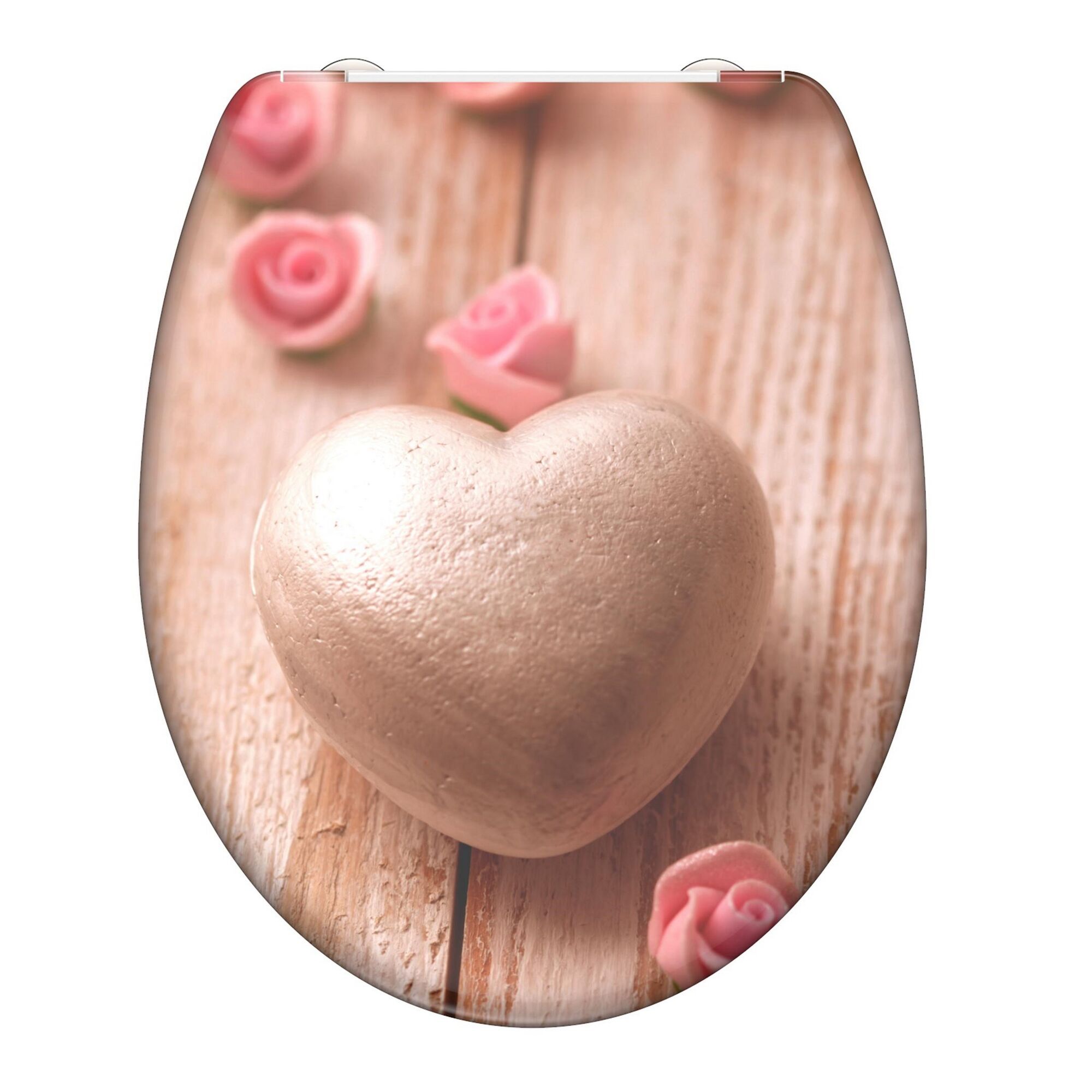 WC-Sitz mit goldenem Herz und Rosen