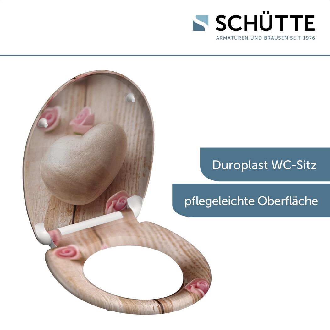 WC-Sitz Duroplast Romantik mit Herz und Rosen