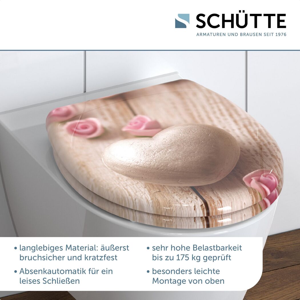 WC-Sitz mit Herz und Rosen