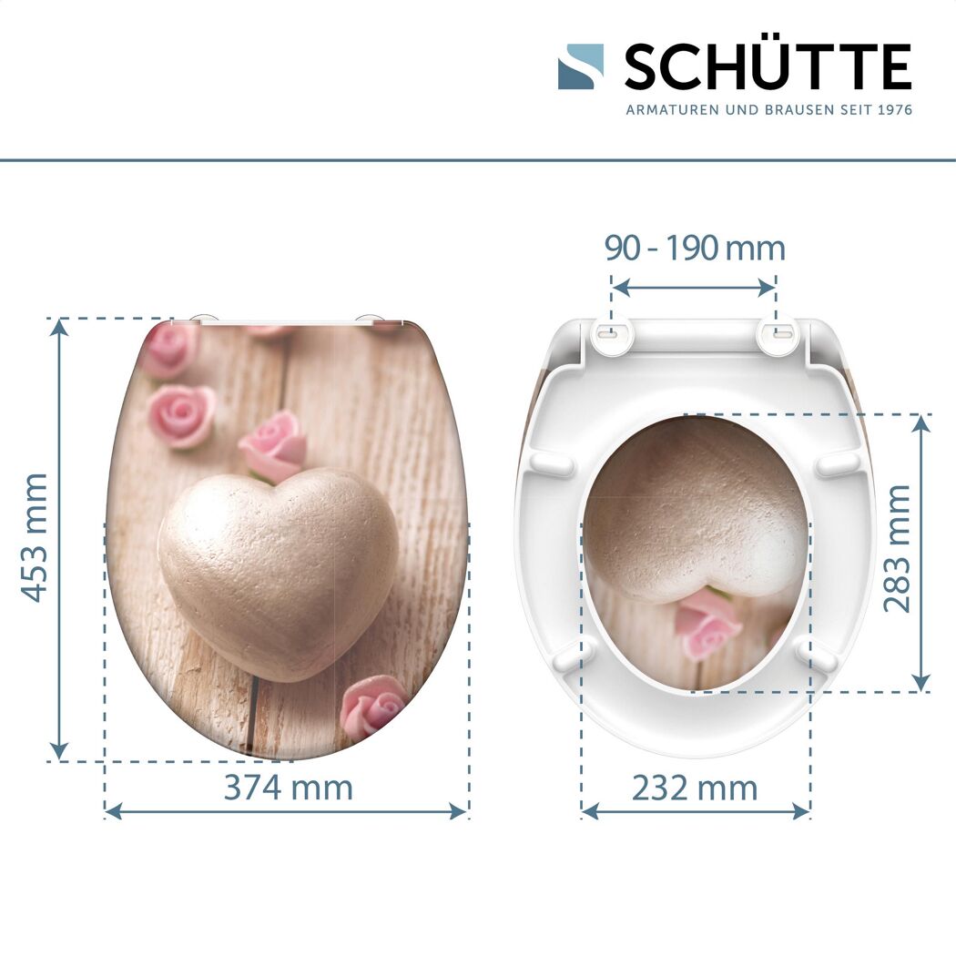 WC-Sitz Romantik mit Herz und Rosen