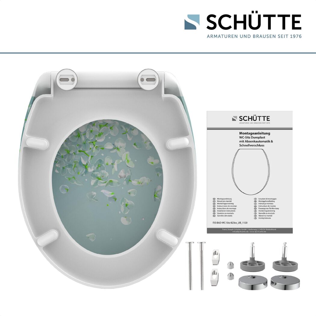 WC-Sitz Duroplast FLOWER IN THE MINT, Montageanleitung und Schrauben