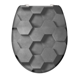 WC-Sitz 'Grey Hexagons' mit Absenkautomatik grau 37,5 x 45 cm