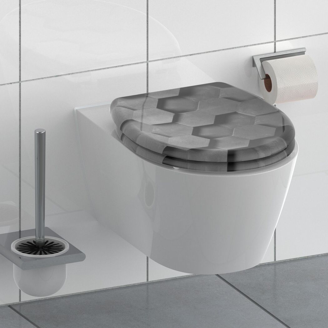 WC-Sitz mit grauem Wabenmuster
