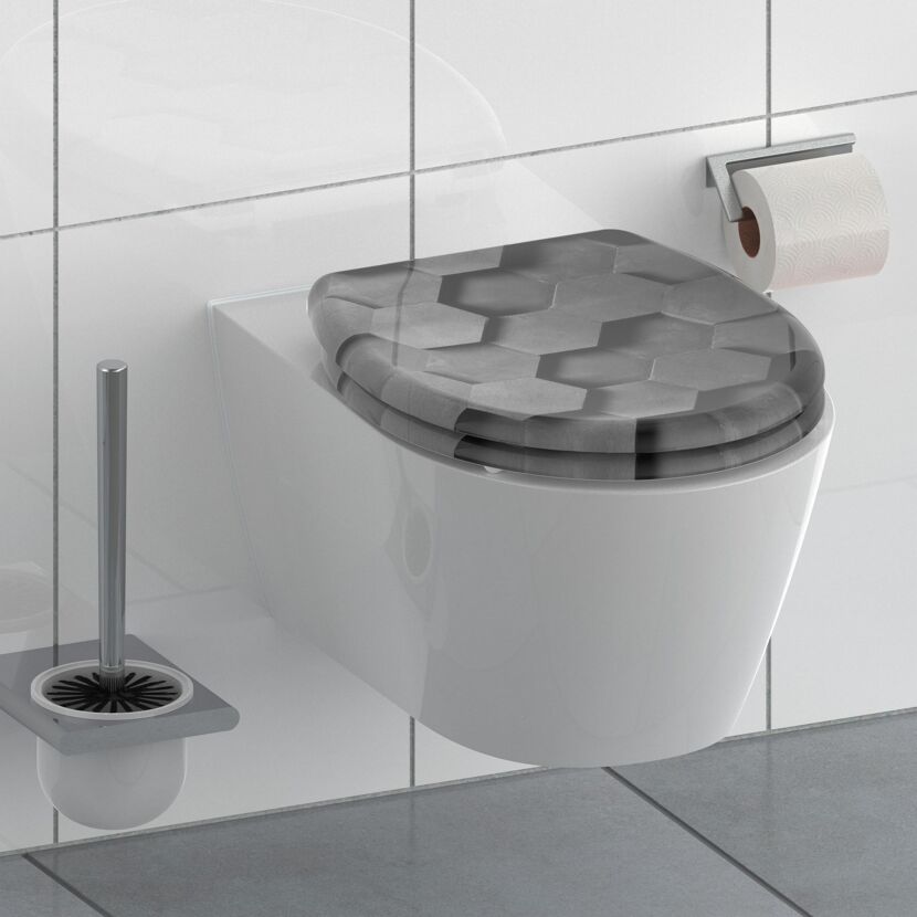 WC-Sitz mit grauem Wabenmuster
