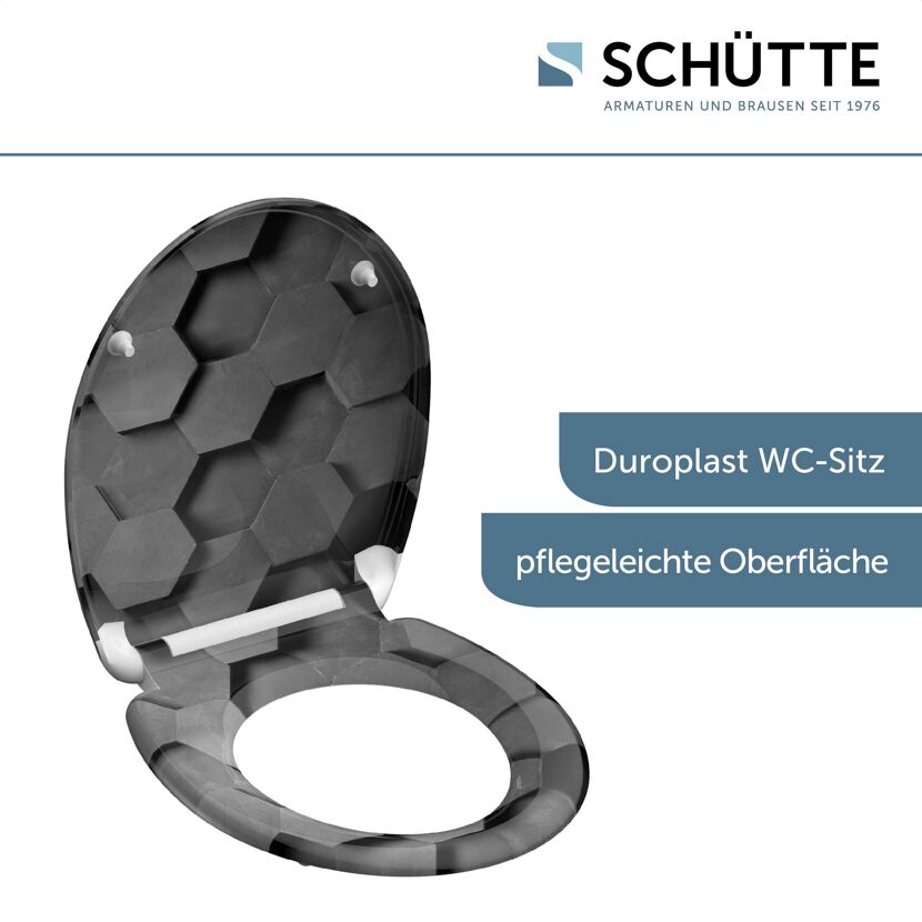 Schwarzer WC-Sitz Duroplast mit Wabenmuster