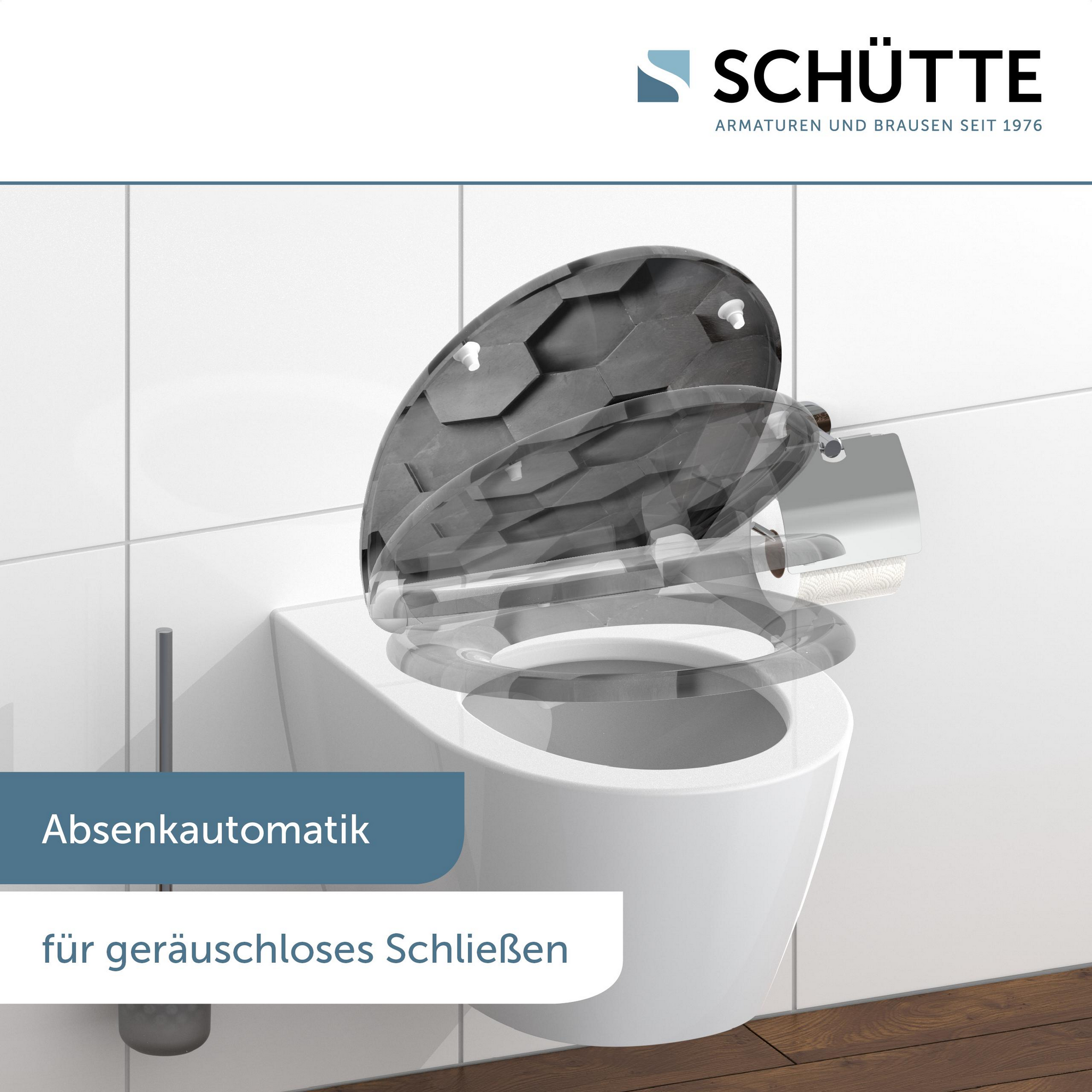 WC-Sitz 'Grey Hexagons' mit Absenkautomatik grau 37,5 x 45 cm + product picture