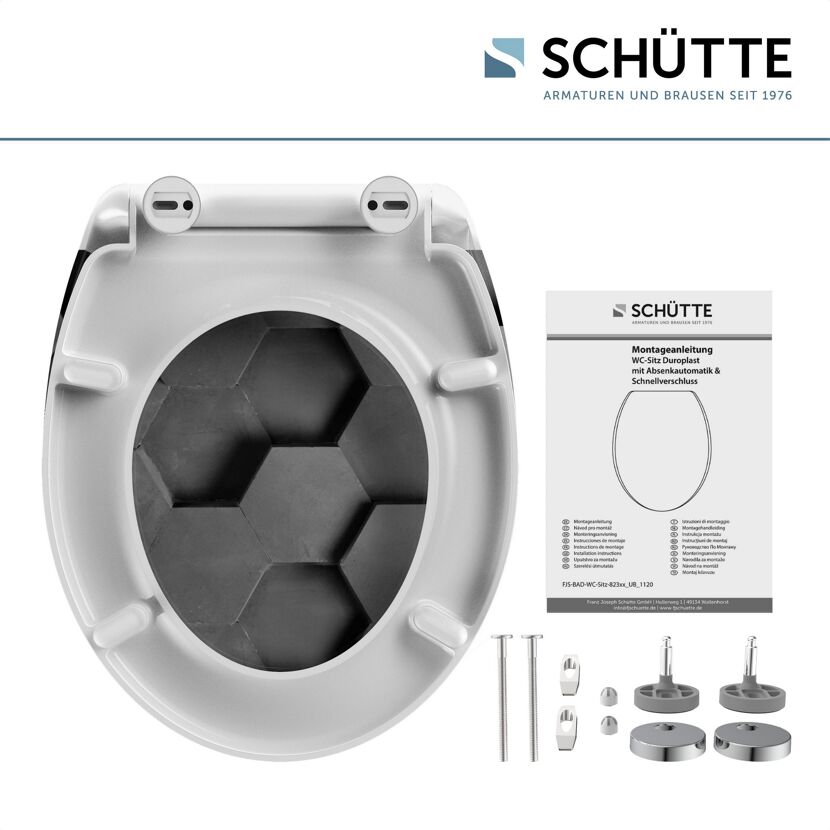 WC-Sitz Duroplast grau mit Montageanleitung und Befestigungsmaterial