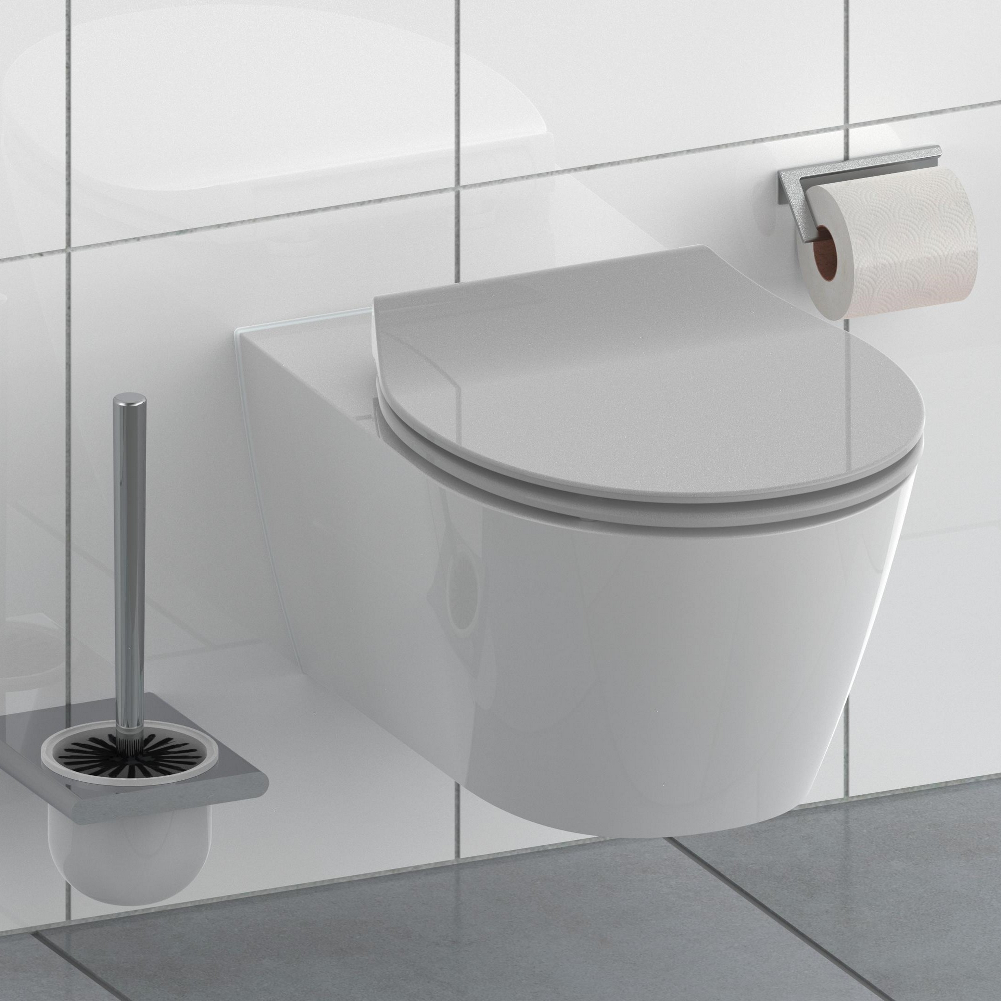 WC-Sitz 'Slim Grey' mit Absenkautomatik grau 37 x 44 cm + product picture