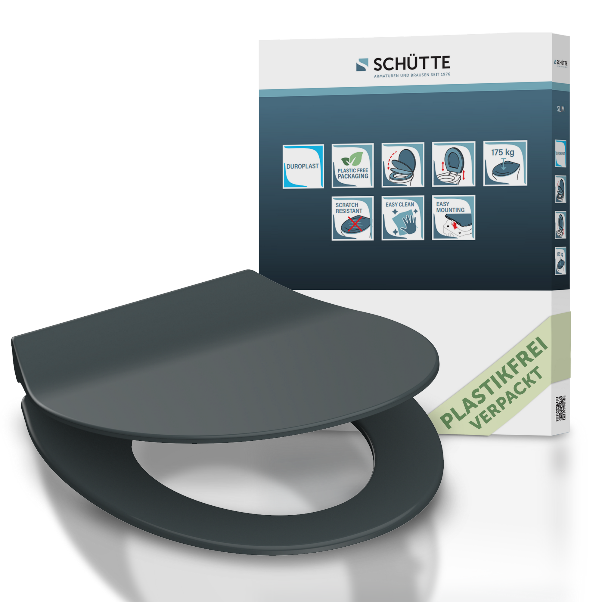 WC-Sitz 'Slim' mit Absenkautomatik anthrazit Duroplast