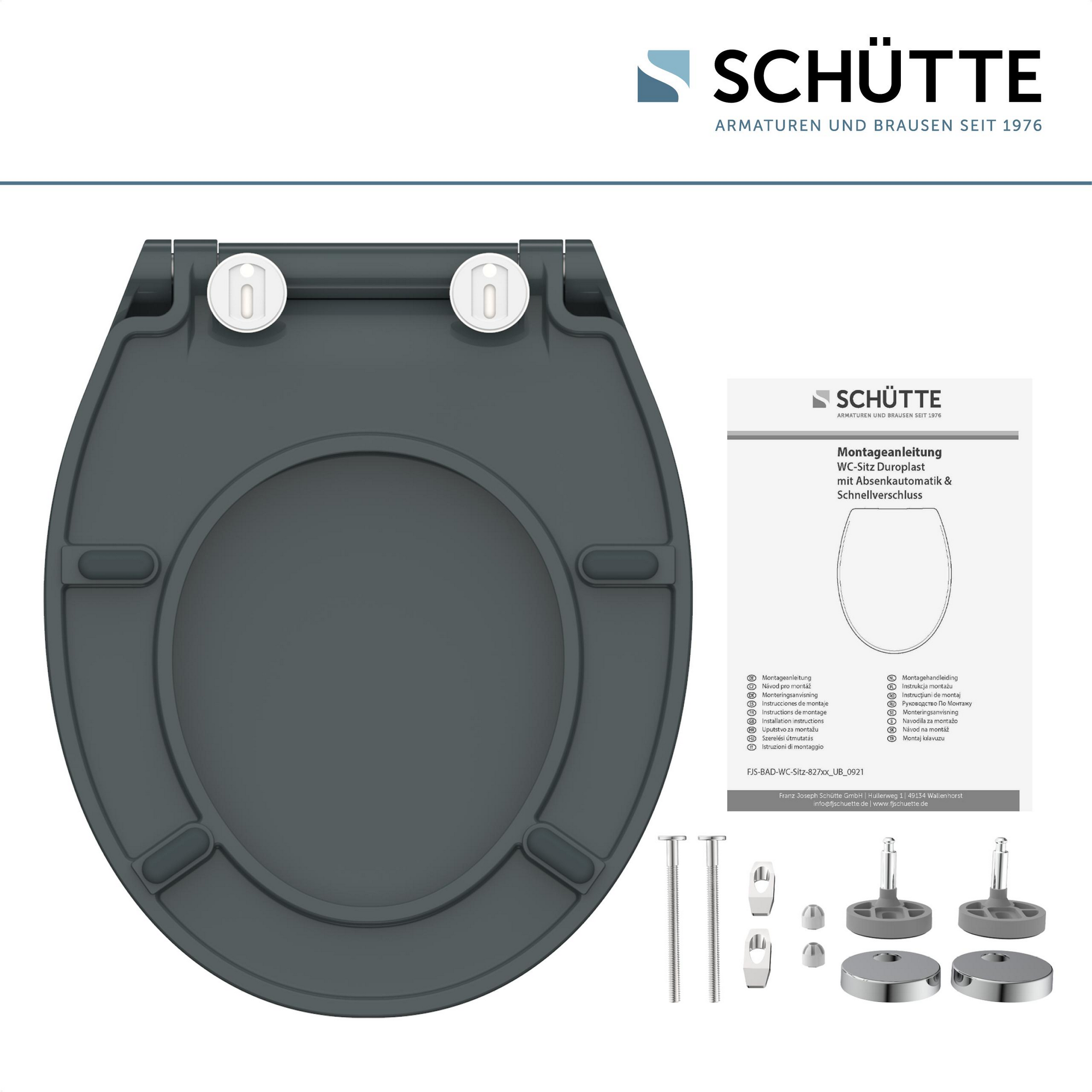 WC-Sitz 'Slim Anthrazit' mit Absenkautomatik anthrazit 37 x 44 cm + product picture