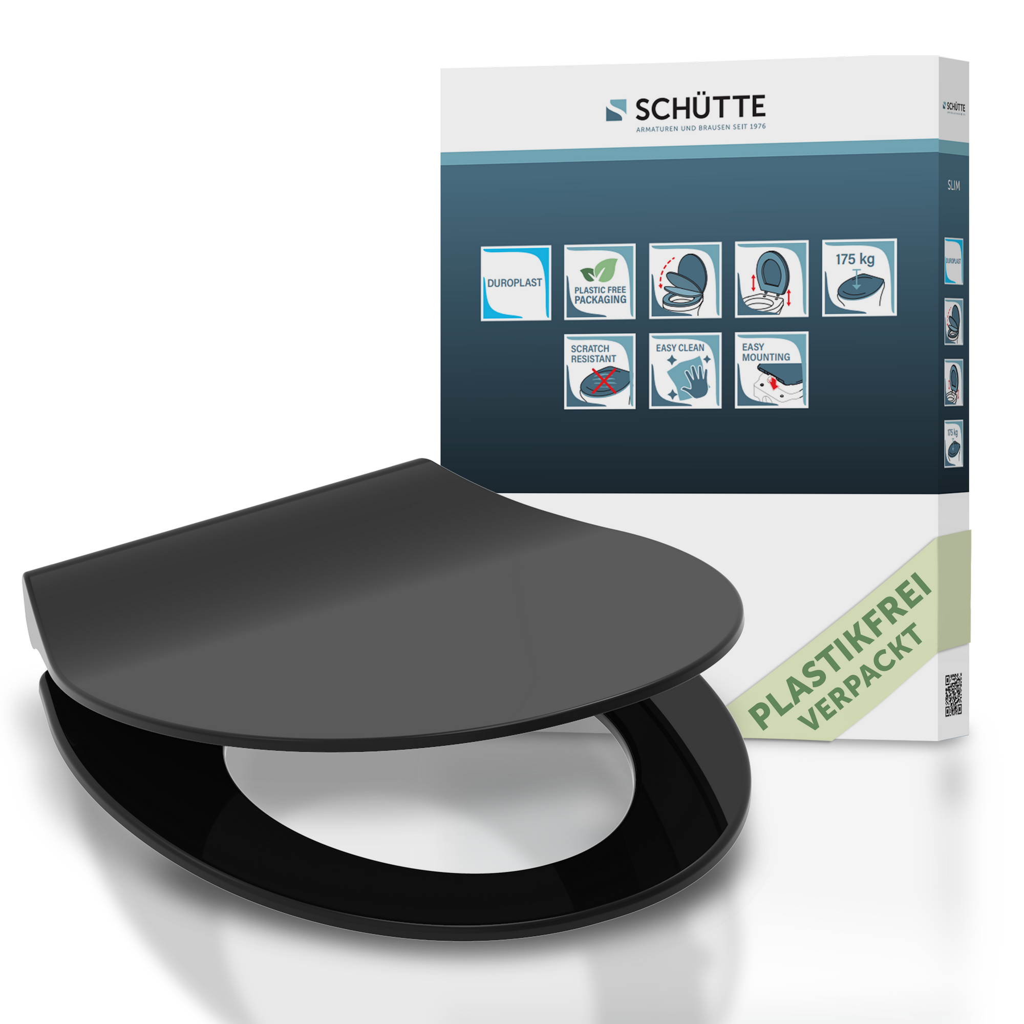 WC-Sitz 'Slim Black' mit Absenkautomatik schwarz Duroplast