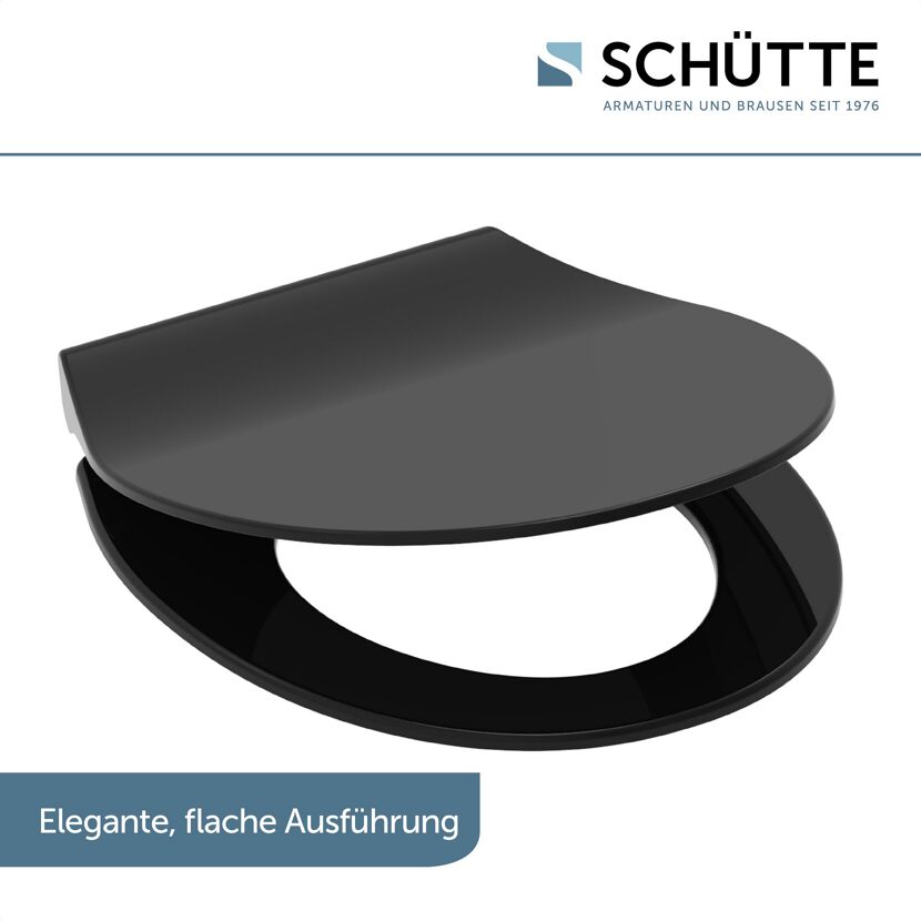 Schwarzer, flacher WC-Sitz