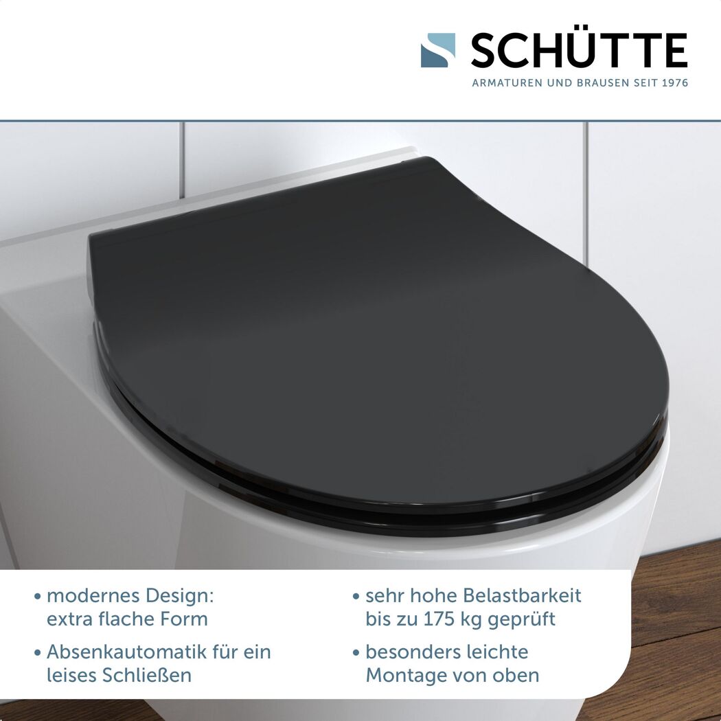 Schwarzer, flacher WC-Sitz von Schütte.