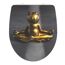 WC-Sitz mit goldenem meditierendem Frosch