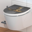 Verkleinertes Bild von WC-Sitz 'Relaxing Frog HG' mit Absenkautomatik grau/gold 37,5 x 45 cm