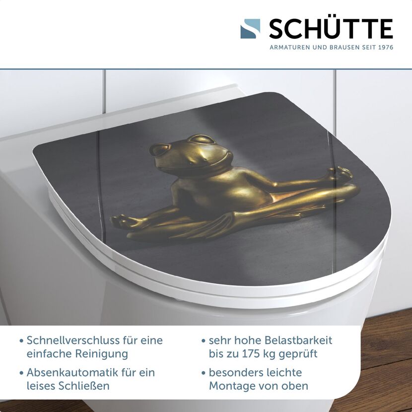 WC-Sitz mit Motiv eines meditierenden Frosches