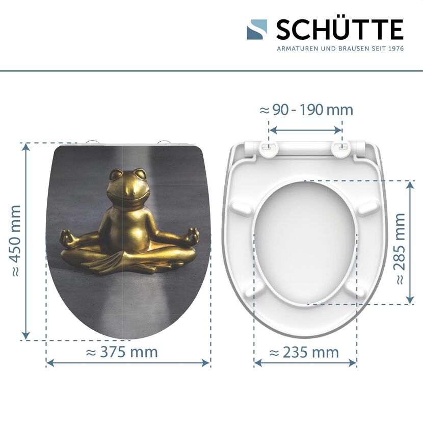 WC-Sitz mit goldenem meditierendem Frosch