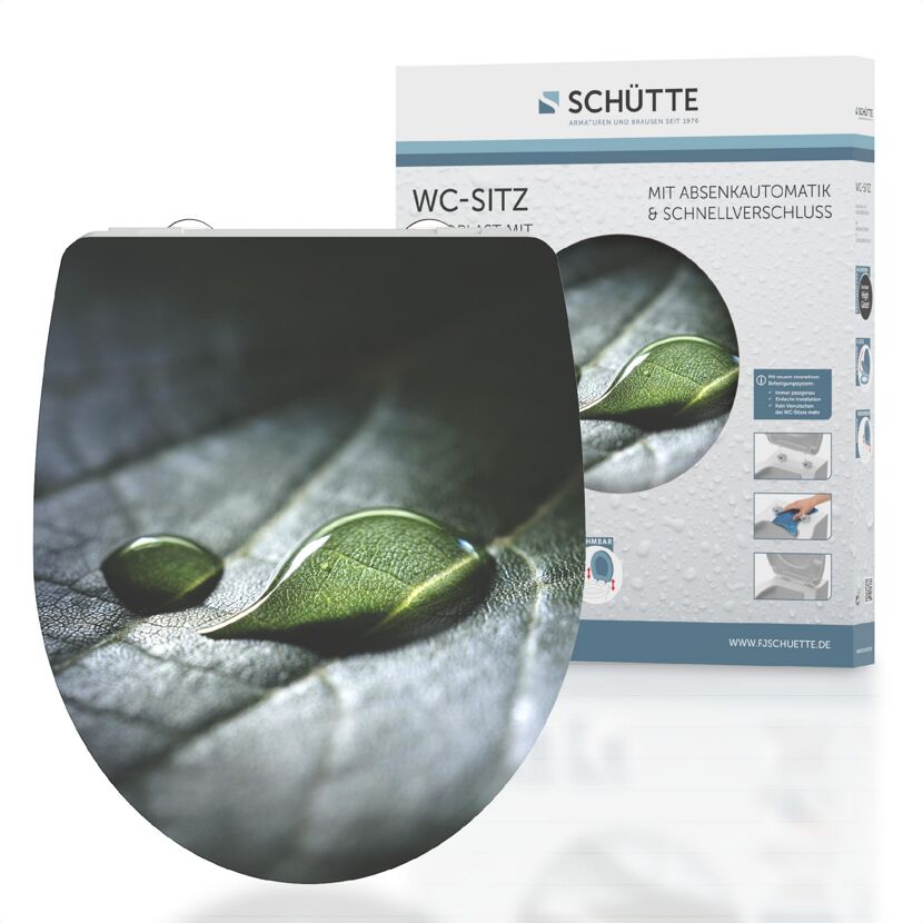 WC-Sitz mit Blättern und Tropfen