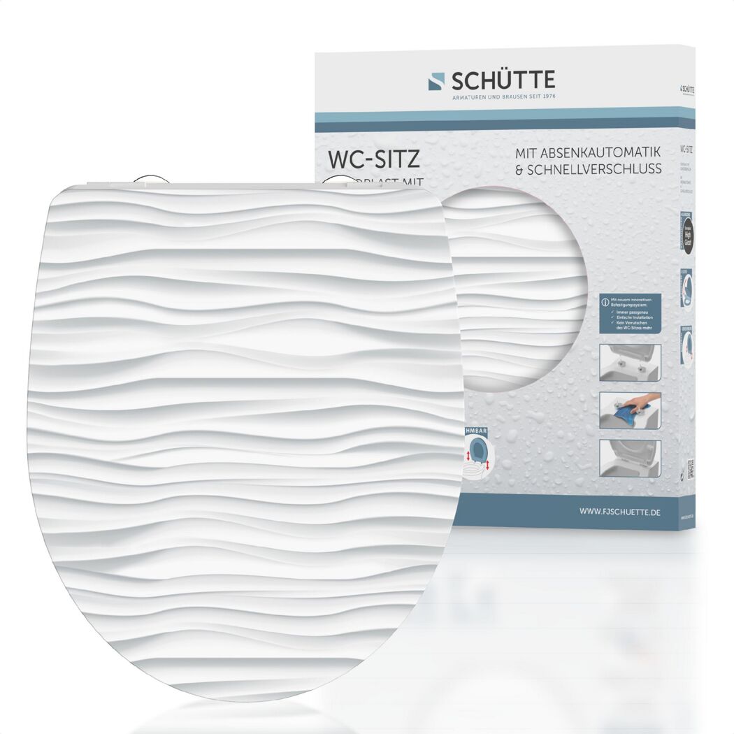 Weißer WC-Sitz mit Wellenmuster