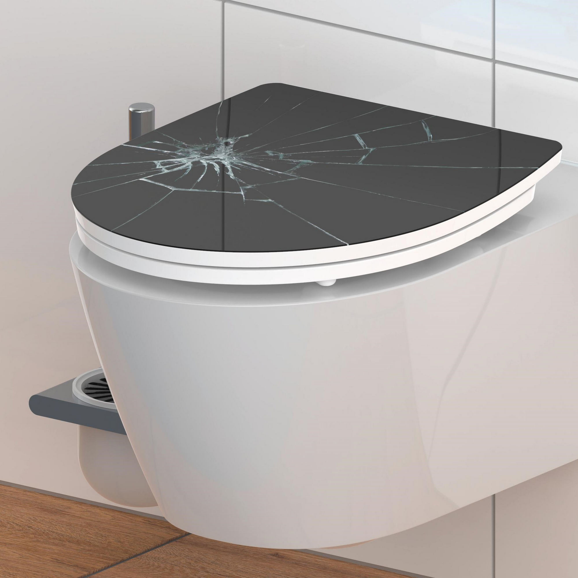 WC-Sitz 'Broken Glass HG' mit Absenkautomatik schwarz/weiß 37,5 x 45 cm + product picture
