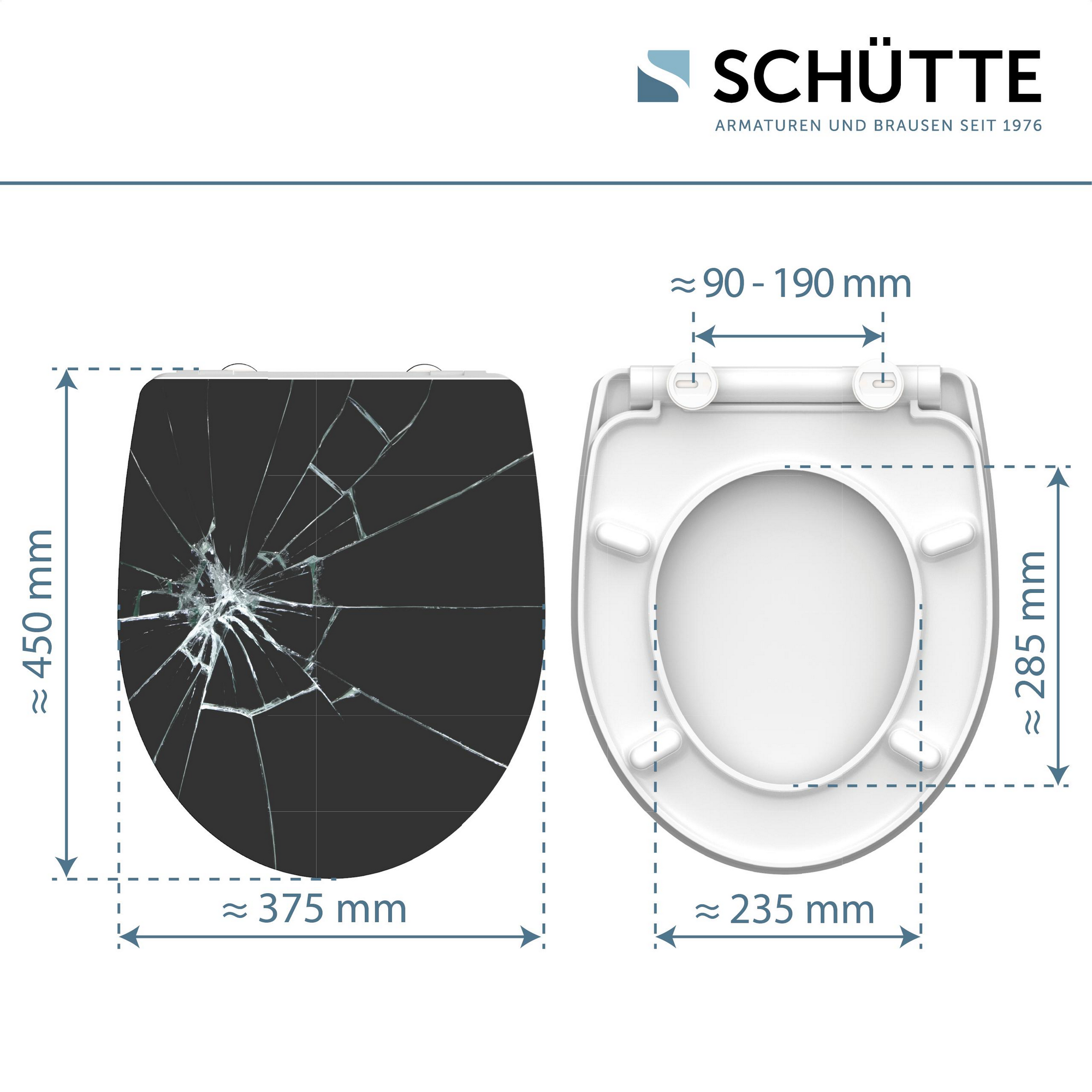 WC-Sitz 'Broken Glass HG' mit Absenkautomatik schwarz/weiß 37,5 x 45 cm + product picture