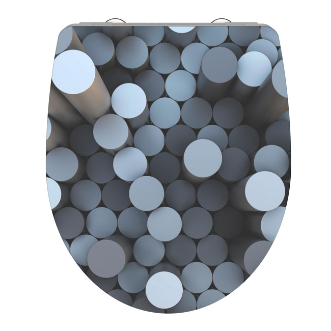Bild von WC-Sitz 'Round Dips HG' mit Absenkautomatik grau 37,5 x 45 cm