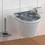 WC-Sitz mit rundem, blau-grauem Muster