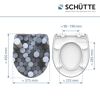 WC-Sitz, Draufsicht und Vorderansicht mit Maßen