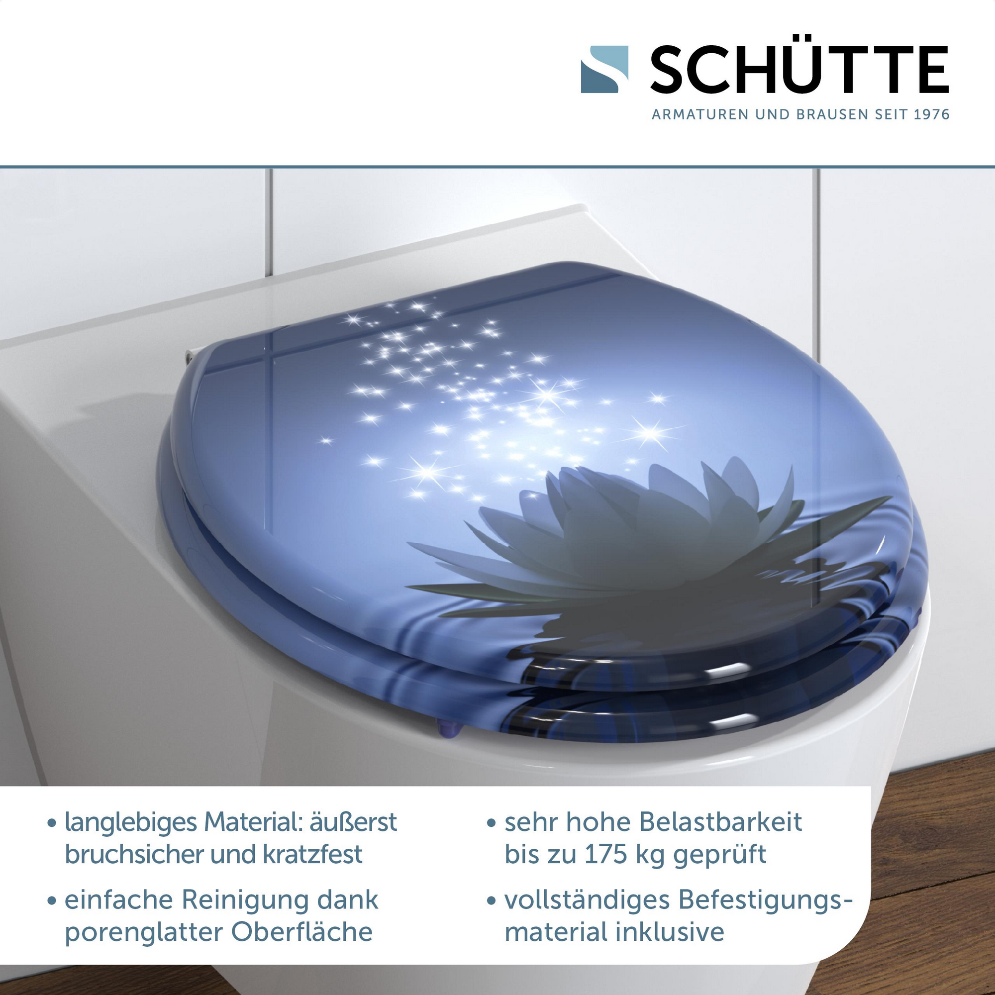 WC-Sitz 'Water Lily' blau 37 x 43,5 cm + product picture