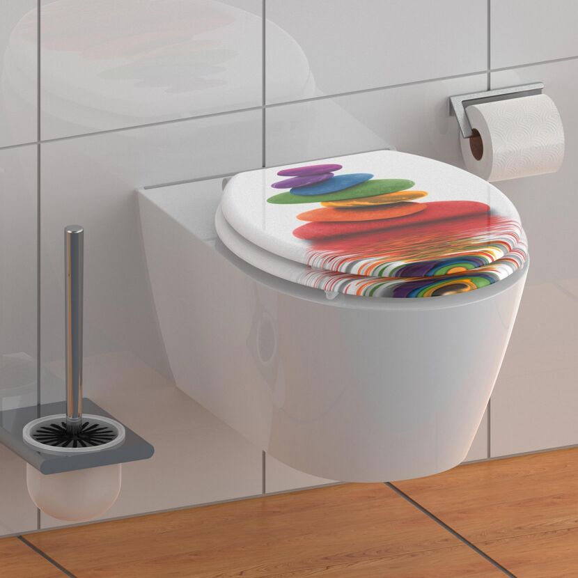 Bunte WC-Brille mit Steinen
