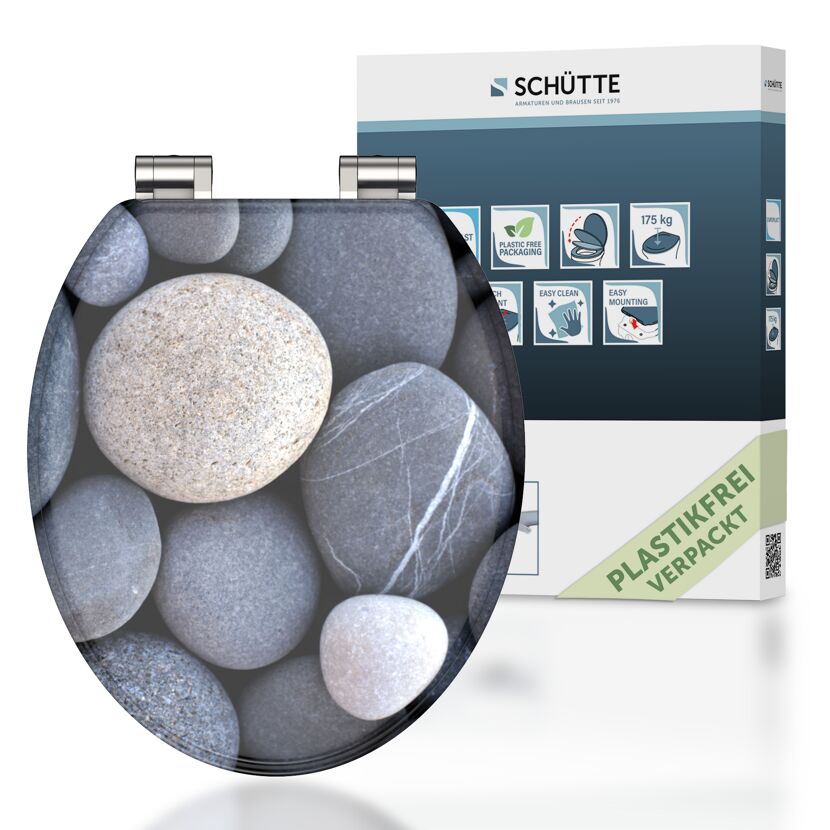 WC-Sitz 'Grey Stones' mit Absenkautomatik Holzkern