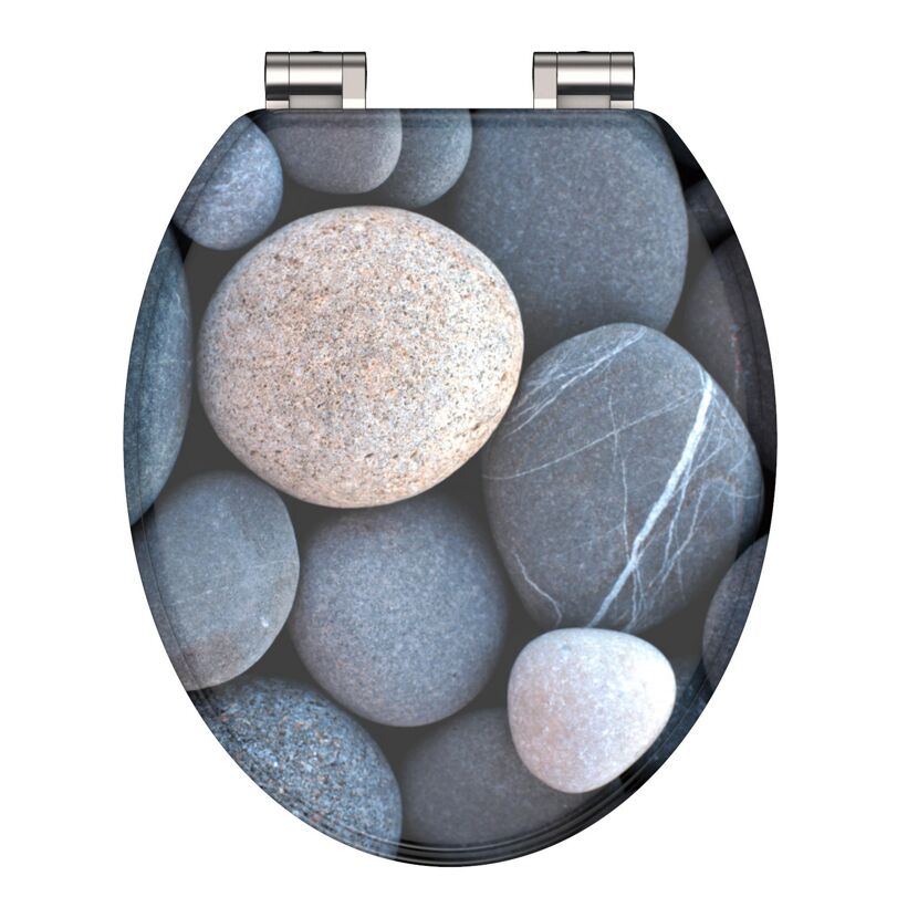 WC-Sitz 'Grey Stones' mit Absenkautomatik Holzkern