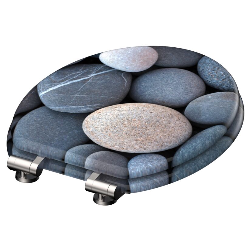 WC-Sitz 'Grey Stones' mit Absenkautomatik Holzkern